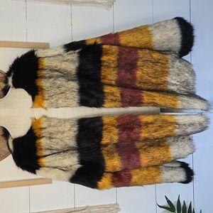 NWT ASHLEY STEWART  FAUX FUR JACKET  MULTI COLOR STRIPE SEXY